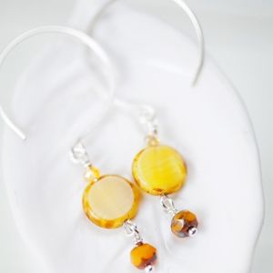 Yellow Silver Hoop Earrings